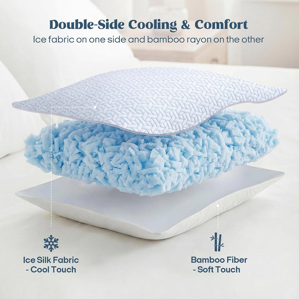 puredown® Cooling Pillows King Size Set of 2, Memory Foam Pillows Adjustable Firm Bed Pillows for Sleeping, Cool Pillow for Hot Sleepers…