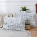 Chumerry Gray Fuzzy Pillow Case Faux Fur Pillow Cover Chic Plaid Check Texture Extra Soft Fluffy Plush Shaggy Fabric Tie Dye Decorative Pil…