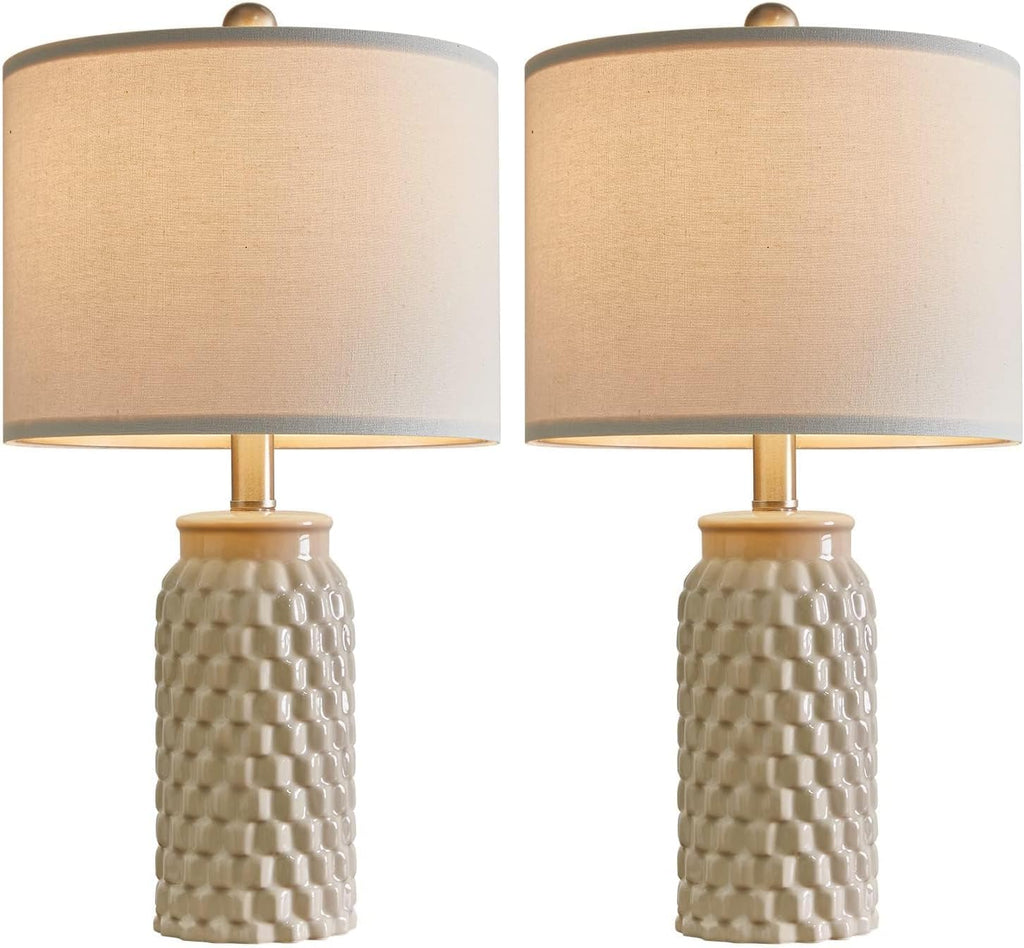 USumkky 20.5" Ceramic Table Lamps Set of 2 - Modern Farmhouse & Boho Style, Bedside Nightstand Lamps for Bedroom, Living Room End Table…