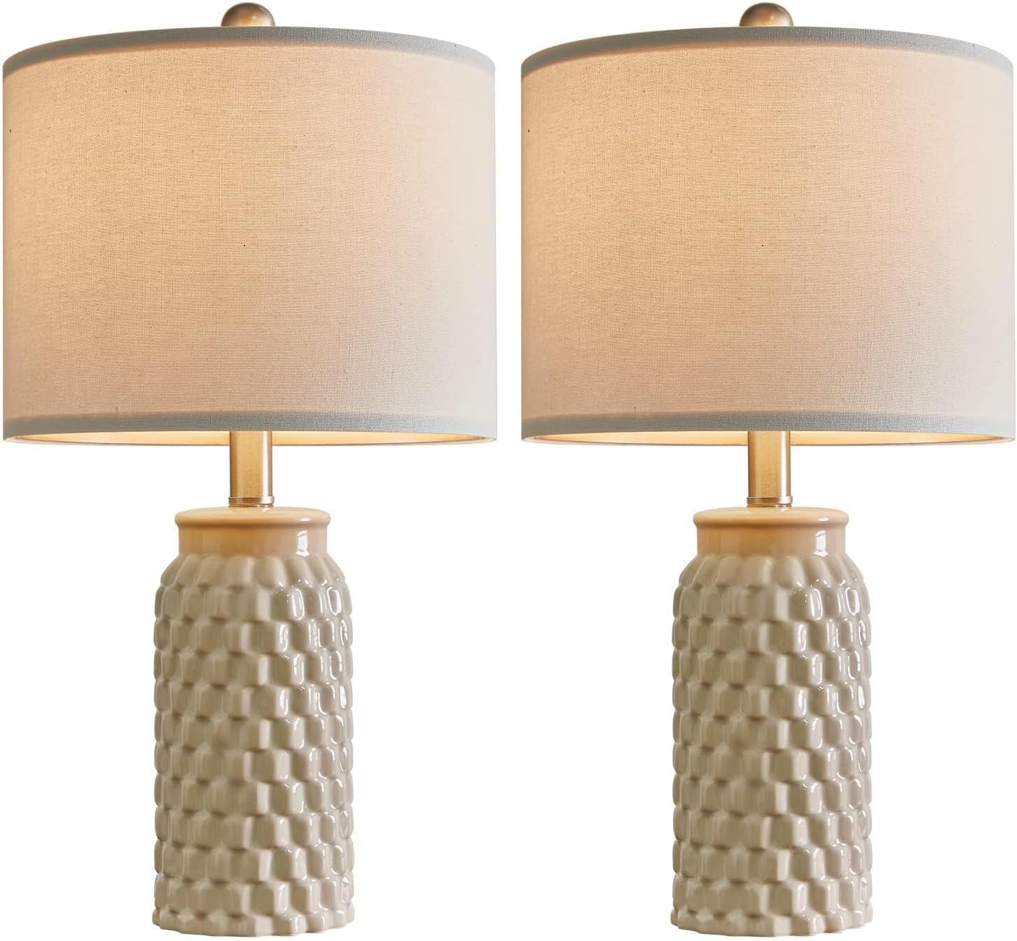 USumkky 20.5" Ceramic Table Lamps Set of 2 - Modern Farmhouse & Boho Style, Bedside Nightstand Lamps for Bedroom, Living Room End Table…
