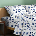 TEXAS LINEN CO. 100% Organic Cotton Sheets Queen Size - 4 PC Organic Cotton Queen Size Percale Printed Sheet Set, Soft, Cooling, Crisp &…