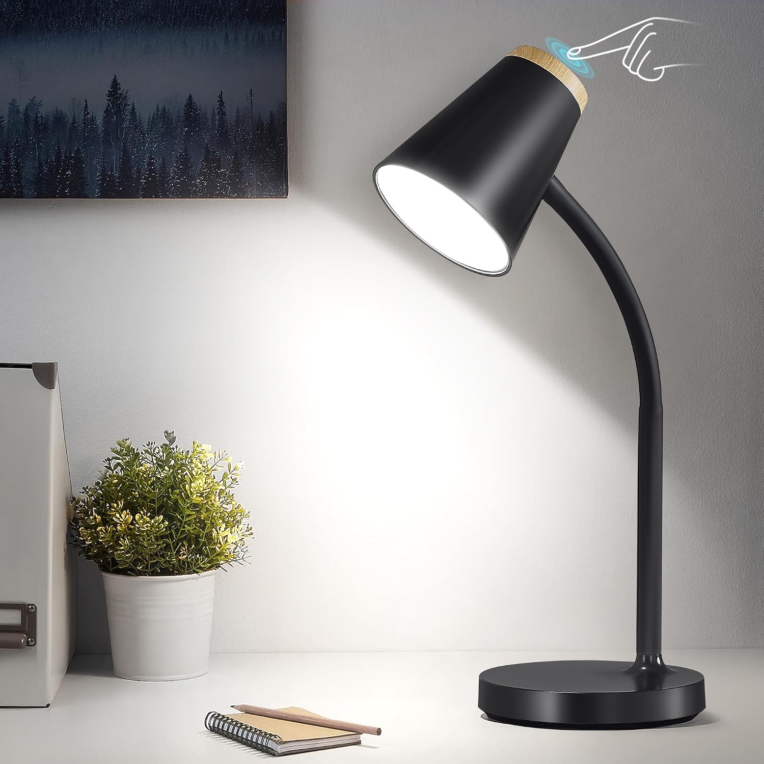 WelcometoEJIAXIN EJIAXIN Desk Lamp for College Dorm Room - Small LED Desk Lamp Touch Dimmable Reading Light for Home Office - Adjustable Fl…
