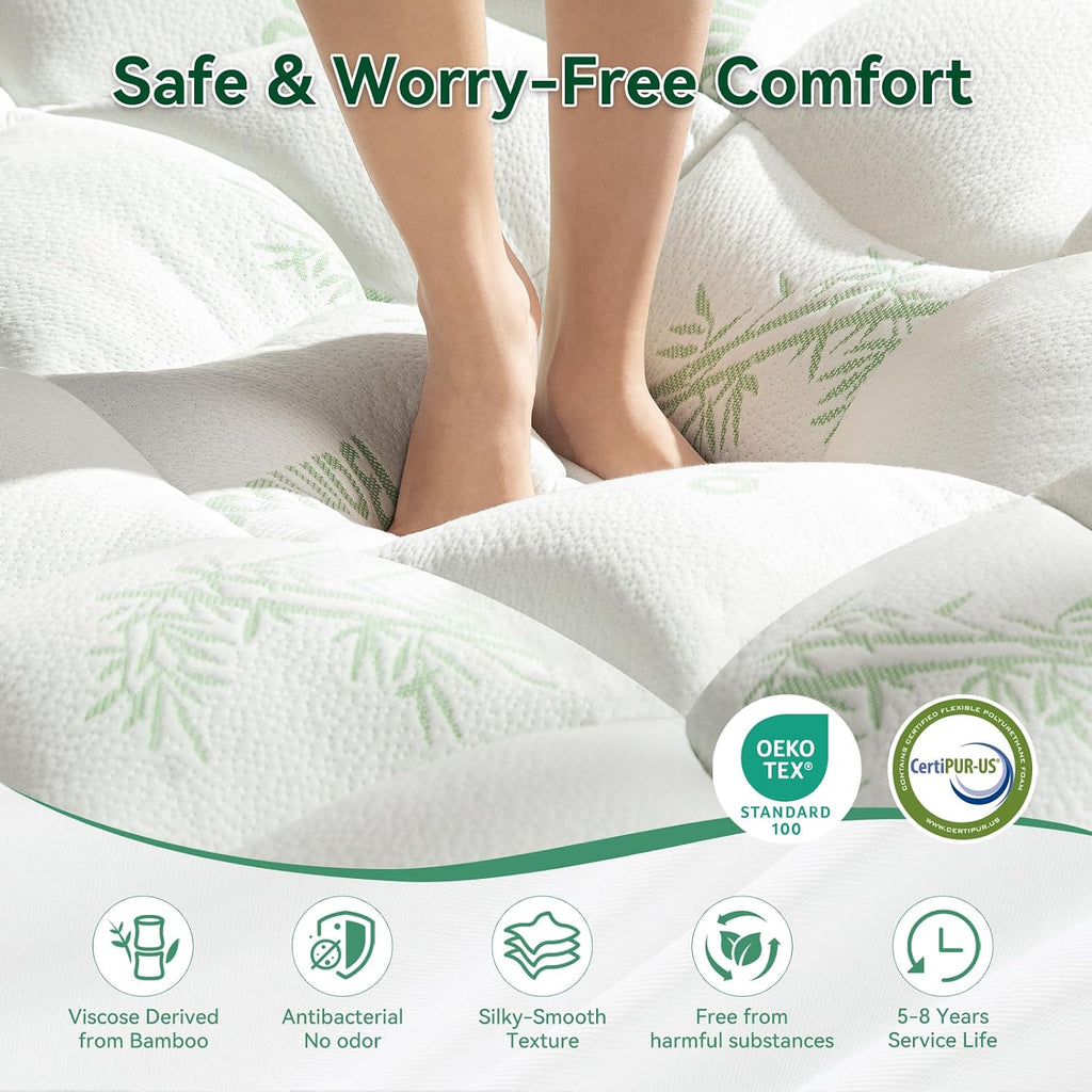 NiceSleepPlusLife Dual Layer 4 Inch Full Size Mattress Topper - 2" Gel Cooling Memory Foam and 2" Ultra Soft Pillow Top, Viscose Made from…