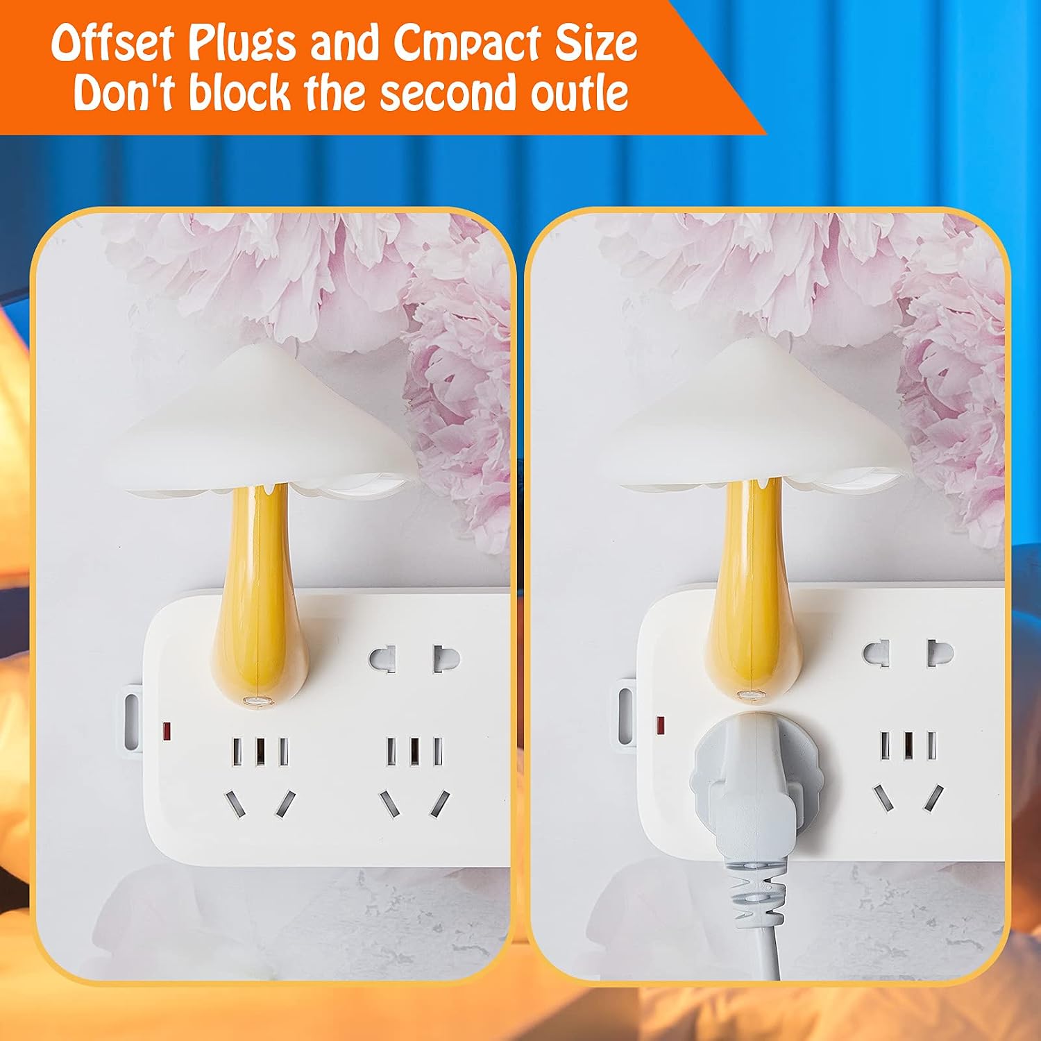Honoson 4 Pieces Mushroom Night Light LED Night Light Plug in Lamp 7 Color Magic Mini Pretty Mushroom Shaped Lamp Adults(Yellow Light…