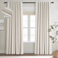 Topfinel Linen Blackout Curtains 96 Inch Long, Boho Farmhouse Ivory Birch Viral Drapes Pinch Pleated Curtains with Hooks for Living Room, N…