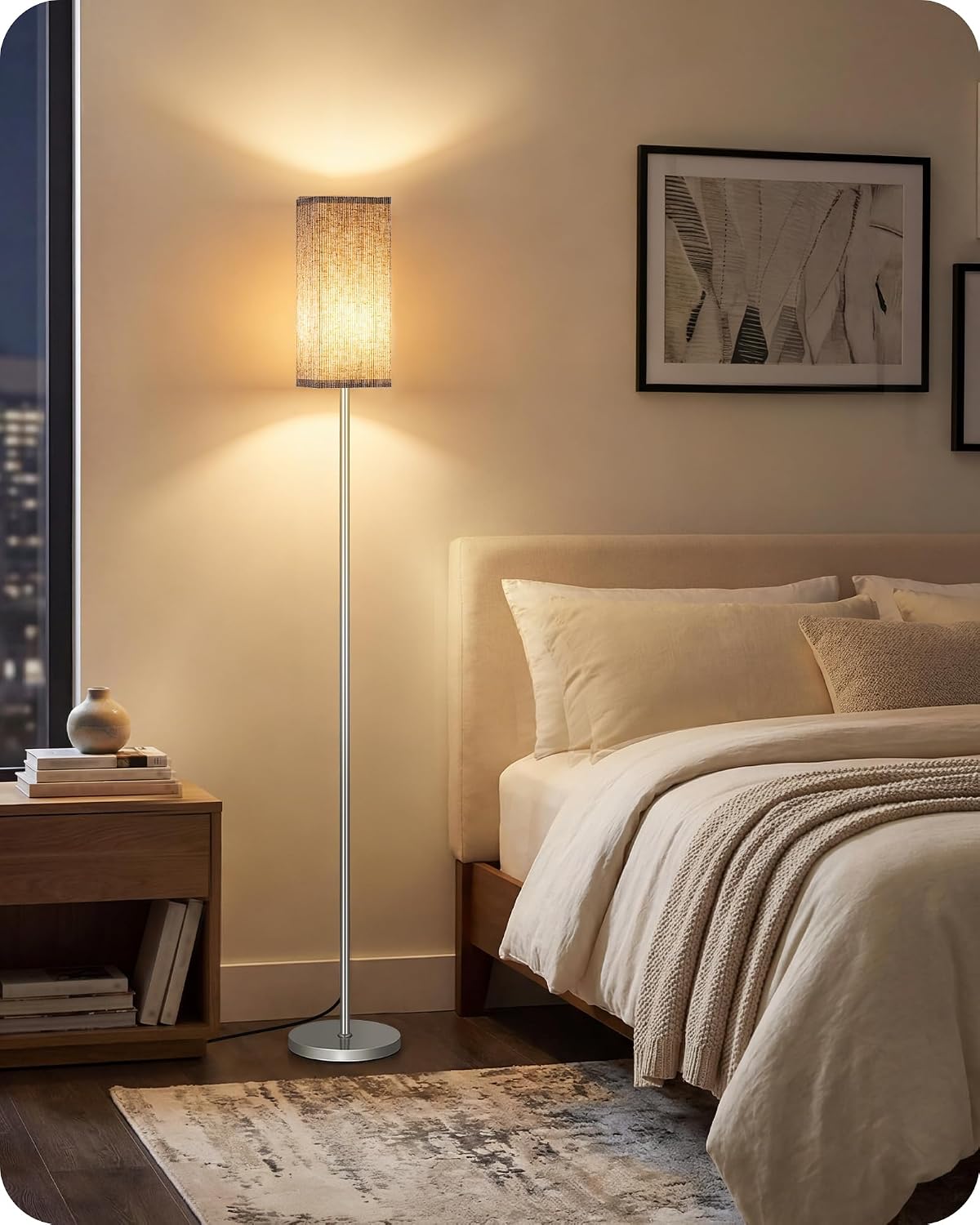 64.2'' Dimmable Floor Lamp for Living Room with Remote and Foot Switch, Corner Floor Lamp for Bedroom, Includes 10W A19 Bulb, Modern…