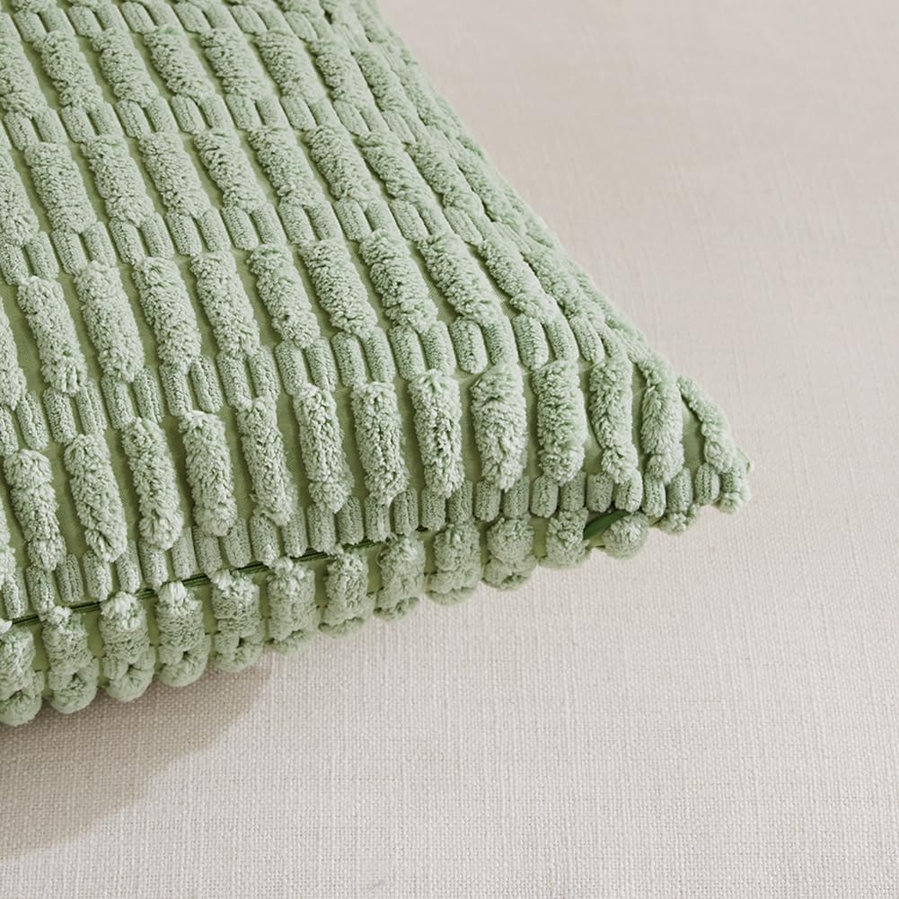 Fancy Homi Decorative Throw Pillow Covers for Bed Couch Bedroom Bench, Soft Corduroy Solid Pillow Case, Rustic Farmhouse Boho Room…