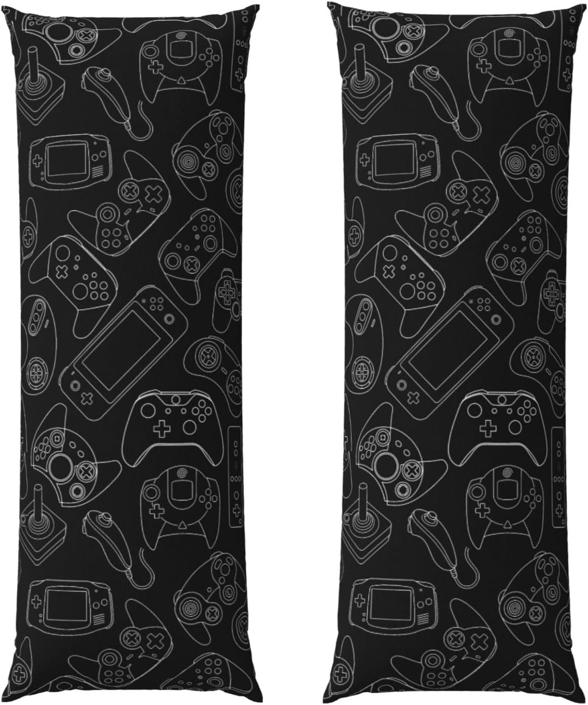 Sovvin Video Game Controller Black Background Body Pillow Cover Gaming Theme Long Pillow Case with Zipper Decorative Soft Cushion Be…