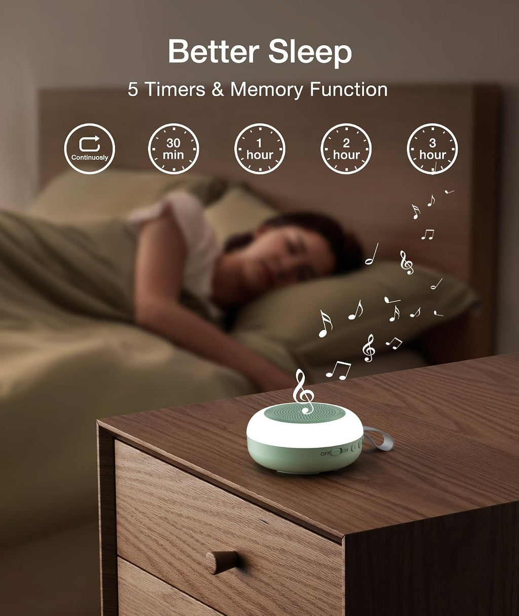 Portable Sound Machine, LEICEX White Noise Machine,33 Soothing Sound 10 Colors Night Light Sleep Machine for Baby Kids, Timer and Memory…