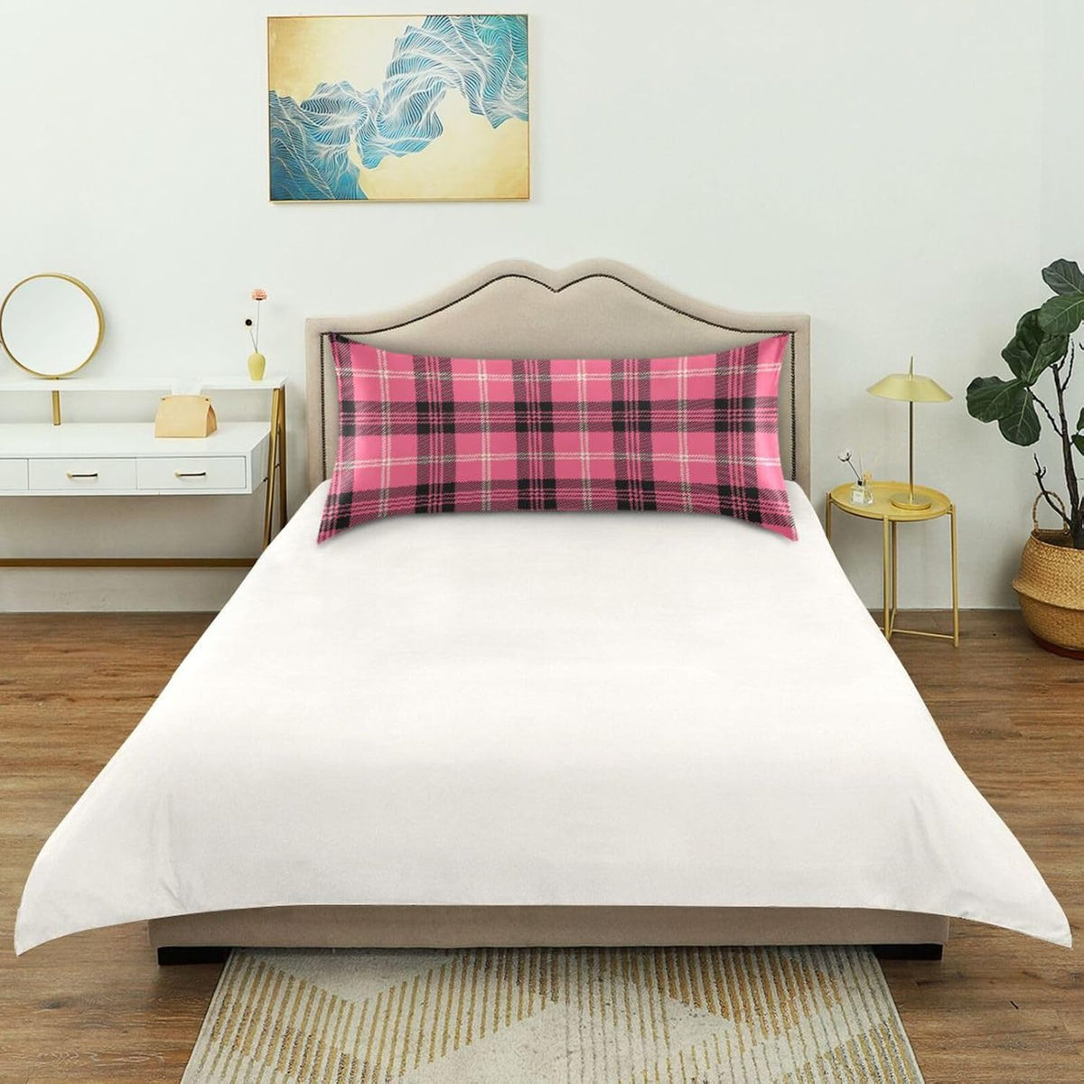 Black Buffalo Plaid Pillow Covers Silk Pillowcase for Hair and Skin Soft Breathable Smooth Cooling Satin Pillowcase King Size Pillow Case…