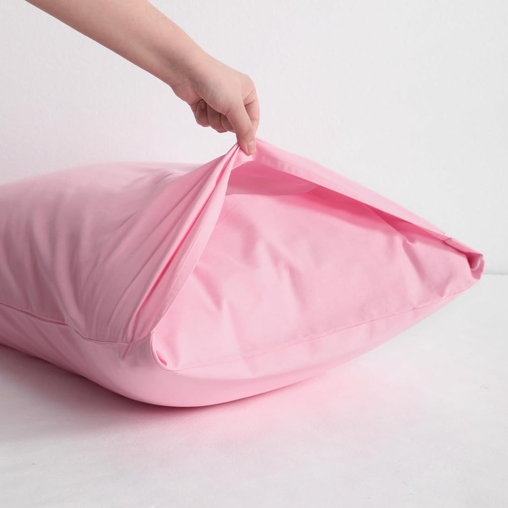 Ntbay King Cotton Pillowcases - Envelope Closure 20x36 Pillowcases Set of 2, Breathable and Soft Bed Pillow Cases, Pink Cotton Pink