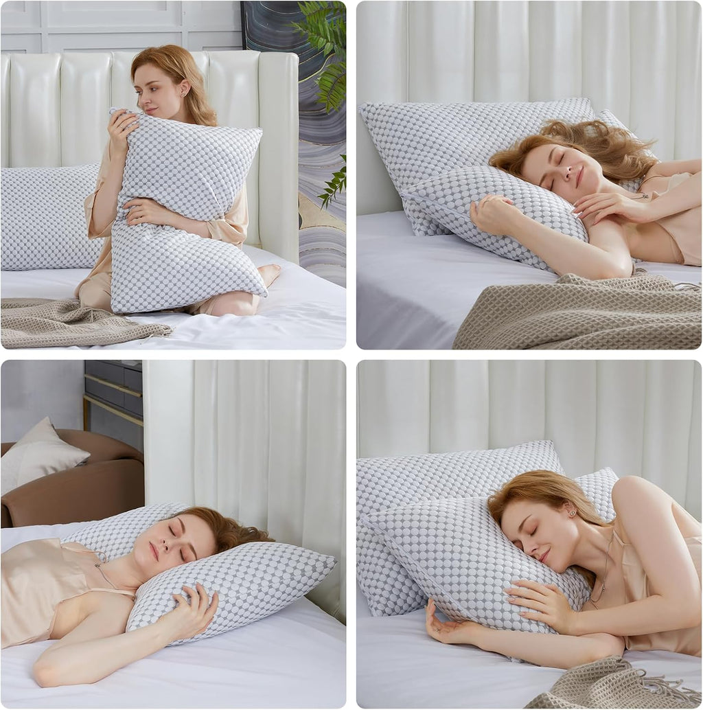 Saphreas Cooling Bed Pillows Standard for Sleeping, Luxury Hotel Shredded Memory Foam Pillows for Side Back Stomach Sleepers, Cool Firm Pil…