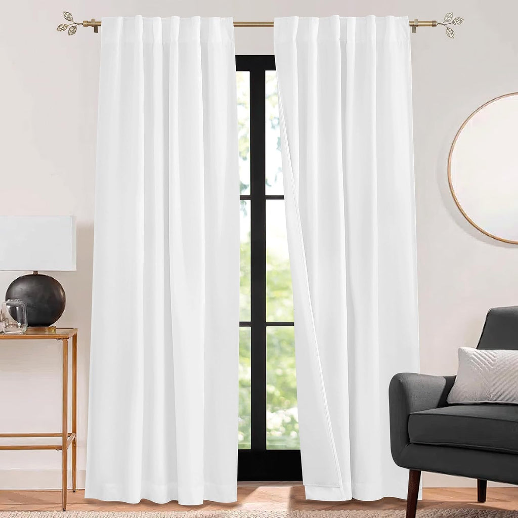Rybhome RYB HOME 3 in 1 Soundproof - Blackout - Insulation Linen Curtains, Noise Blocker Energy Saving Curtains for Bedroom Living Room Stu…