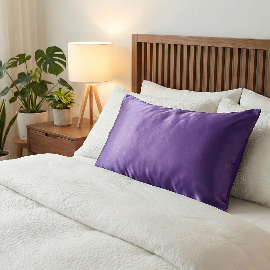 QJFabricCO Q&J Fabric Co. 2 Pack Satin Pillowcase Silk Like Pillow Cases 20x36 inch Purple Cooling Pillow Cases with Envelope Closure for H…