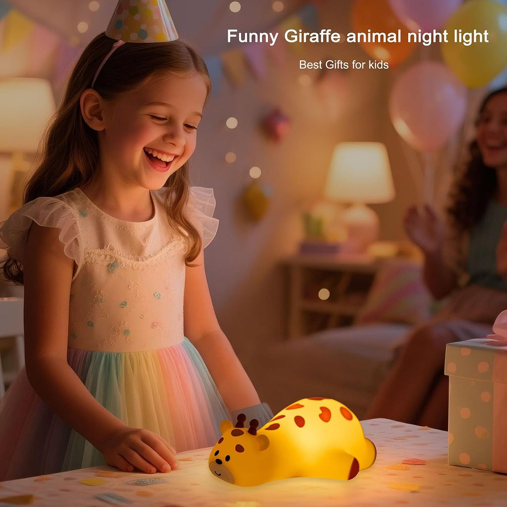 DREAMING MY DREAM Cute Giraffe Night Light for Kids,3 Levels Dimmable Bedside Touch Lamp Rechargeable Squishy Nursery lightwith 30min…