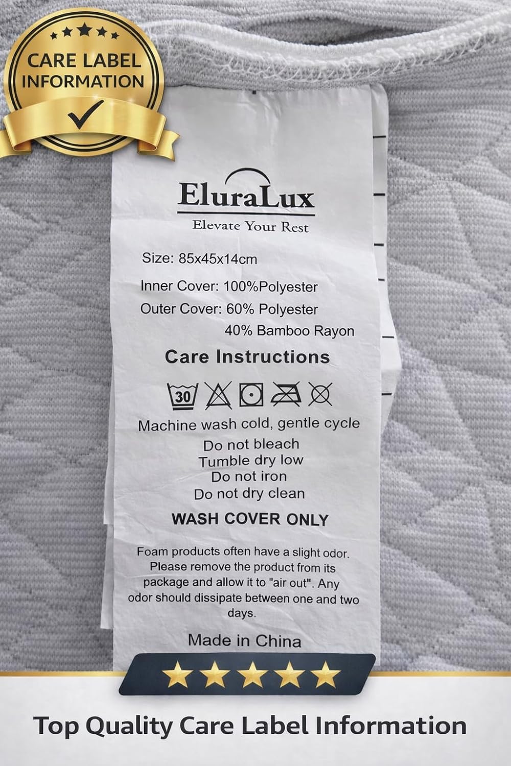 eluralux Quilted Bamboo Pillow Cover Collection – Cooling Pillow Protector with Zipper – Soft, Breathable & Washable Fabric (White,…