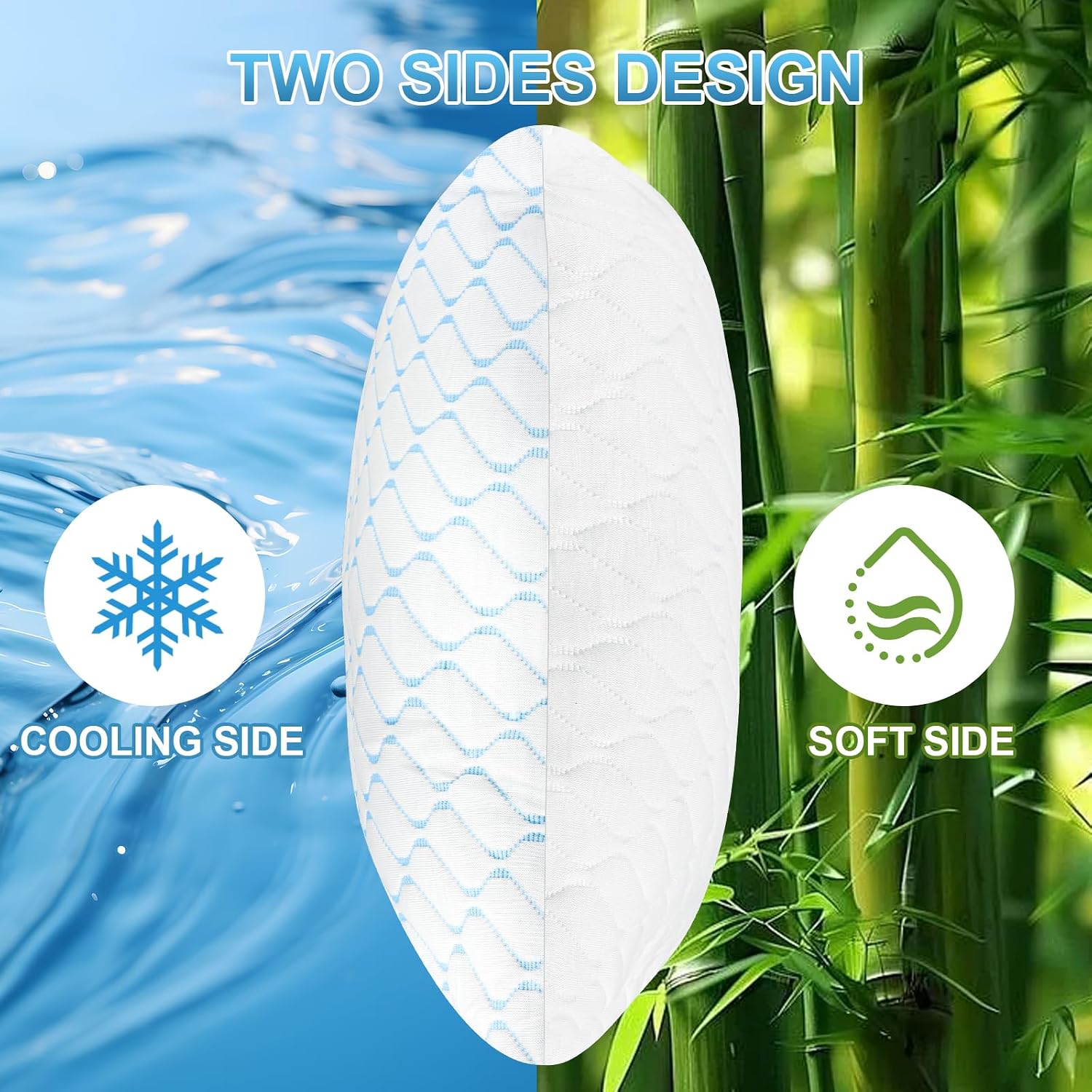 Shredded Memory Foam Pillows King Size Set of 2, Cooling Pillow with Washable Removable Cover, Adjustable Firm Bed Pillows for Side Back…