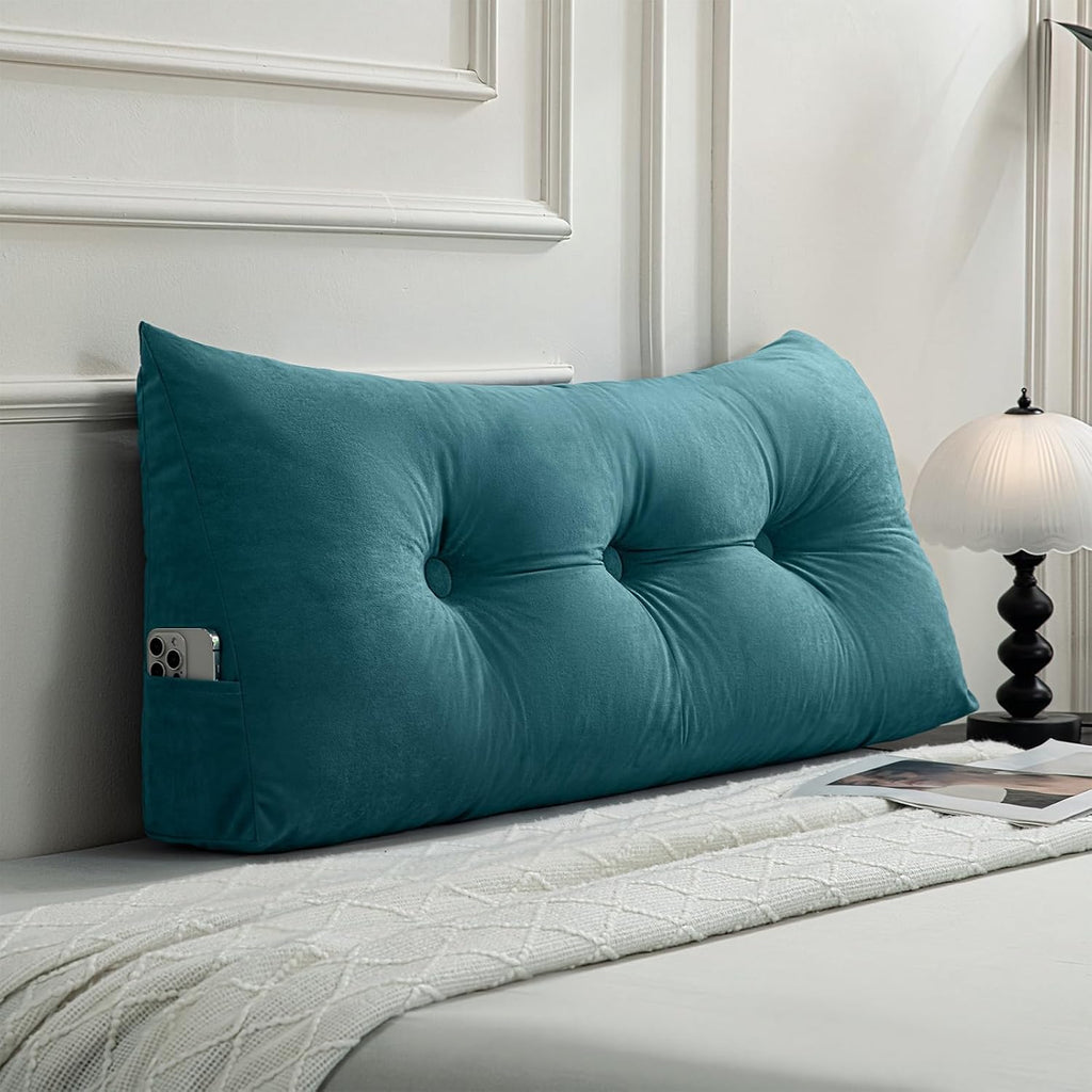 Gnostik Triangular Headboard Wedge Pillow, 39.4"x15.7"x7.5" Bed Wedge Pillow Twin Daybed Pillows for Sitting up, Reading or Working, Teal