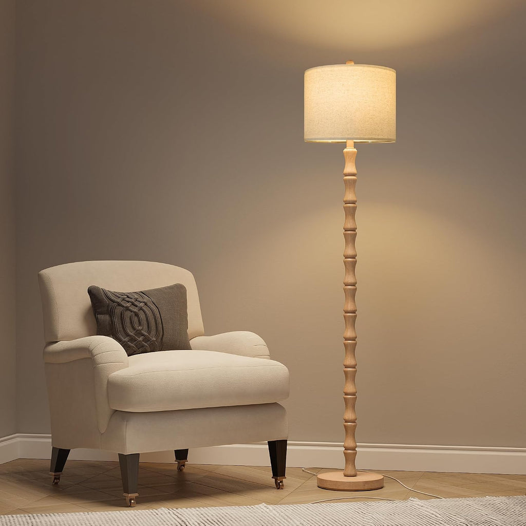 BOBOMOMO 62" Farmhouse Floor Lamp for Living Room, Retro Corner Floor Lamp Rotary Switch, Rustic Standing Lamp for Bedroom, Corner…