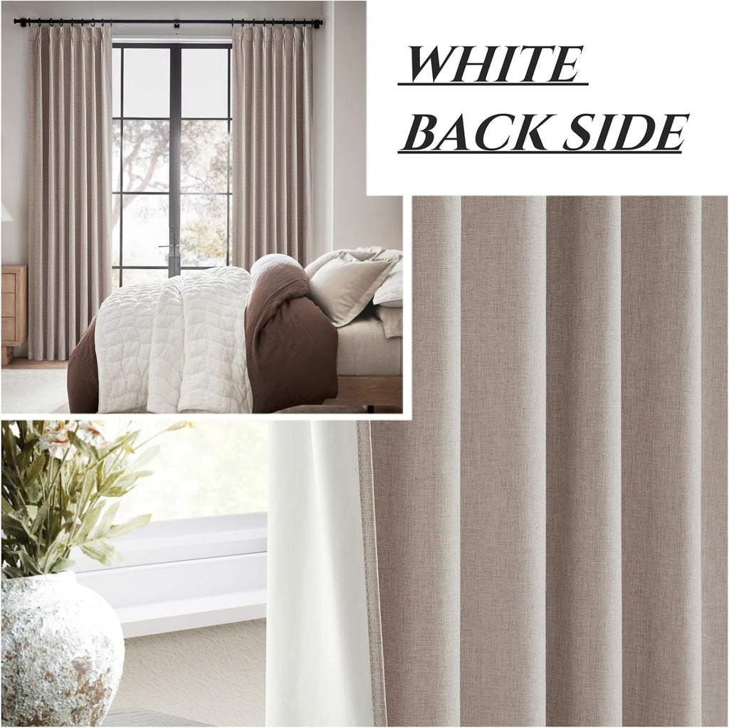 Qjmydeco Room Darkening Curtains for Living Room Boho Drop Cloth Curtains Farmhouse Linen Window Drapes 102 Inches Long Weather Blocking Li…