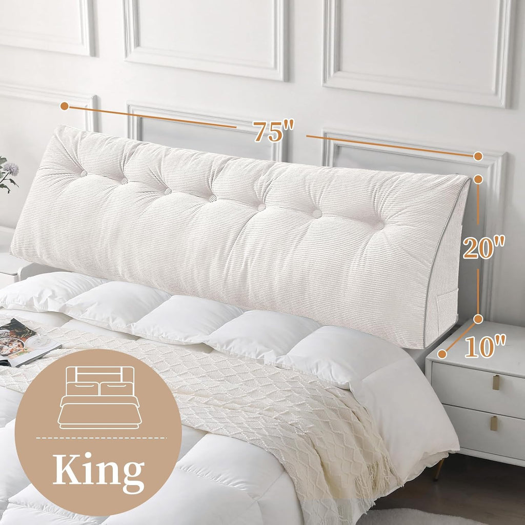 Sasttie Headboard Pillow King, Wedge Pillow Headboard for Sitting Up in Bed, Back-Rest Support Triangular Cushion for Reading - Features Re…