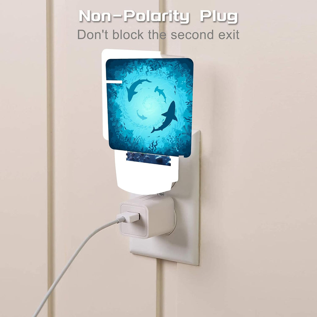 Blue Sharks and Corals Underwater World Fish Marine Lifes Dusk to Dawn Night Light Plug in, 0.5w Energy Saving Sleep Friendly NightLight…