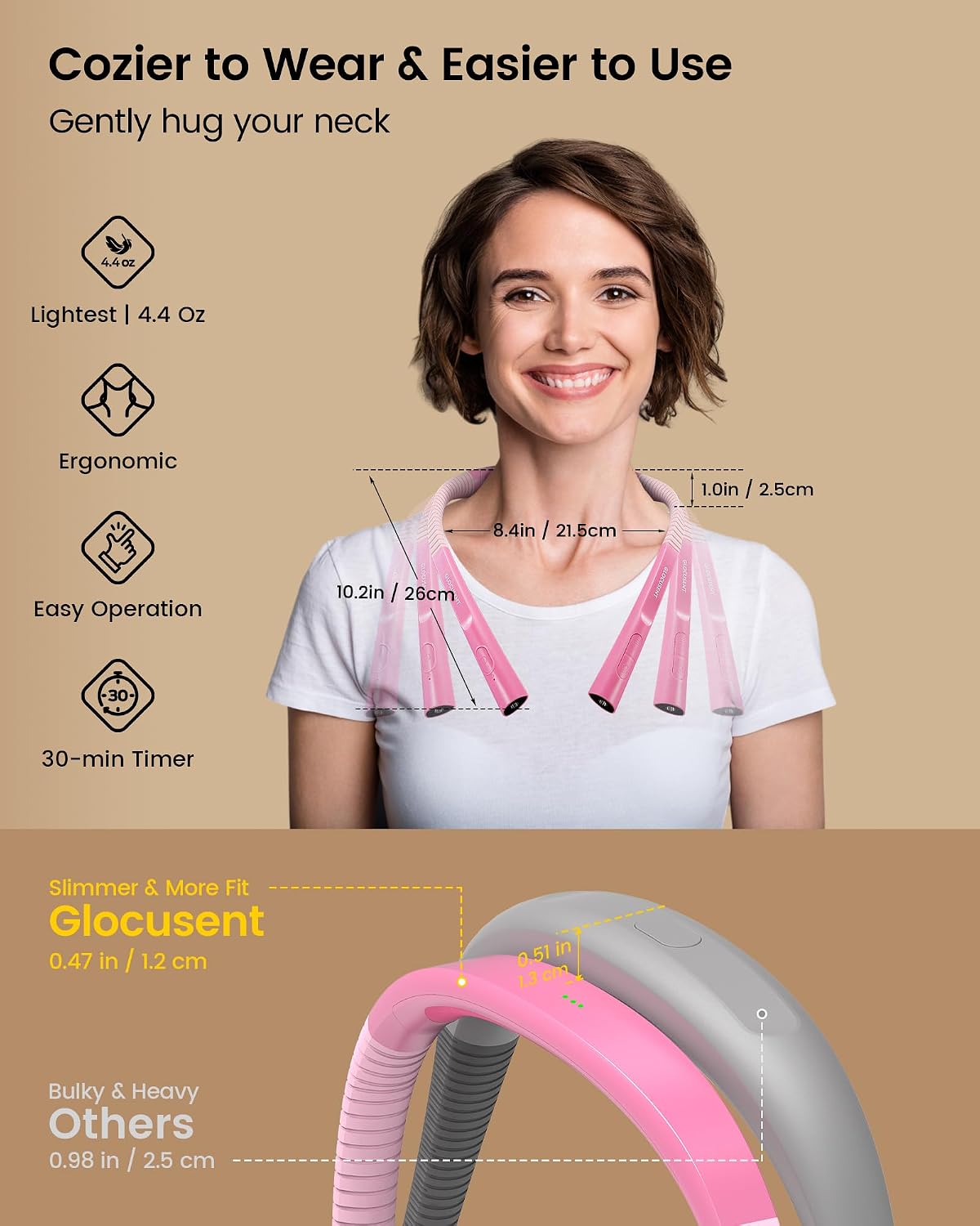 Glocusent Upgraded LED Neck Reading Light, Book Light for Reading in Bed, 30-min Timer, 3 Colors & 3 Brightness Adjustable, Rechargeable &…