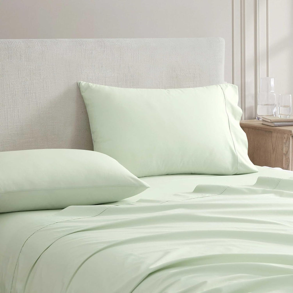 MarthaStewart Martha Stewart - Queen Size Sheets Set, Crisp & Tailored Cooling Sheets w/a Naturally Smooth Cotton Percale Lightweight Feel…