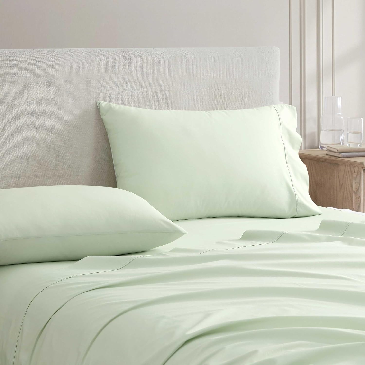 MarthaStewart Martha Stewart - Queen Size Sheets Set, Crisp & Tailored Cooling Sheets w/a Naturally Smooth Cotton Percale Lightweight Feel…