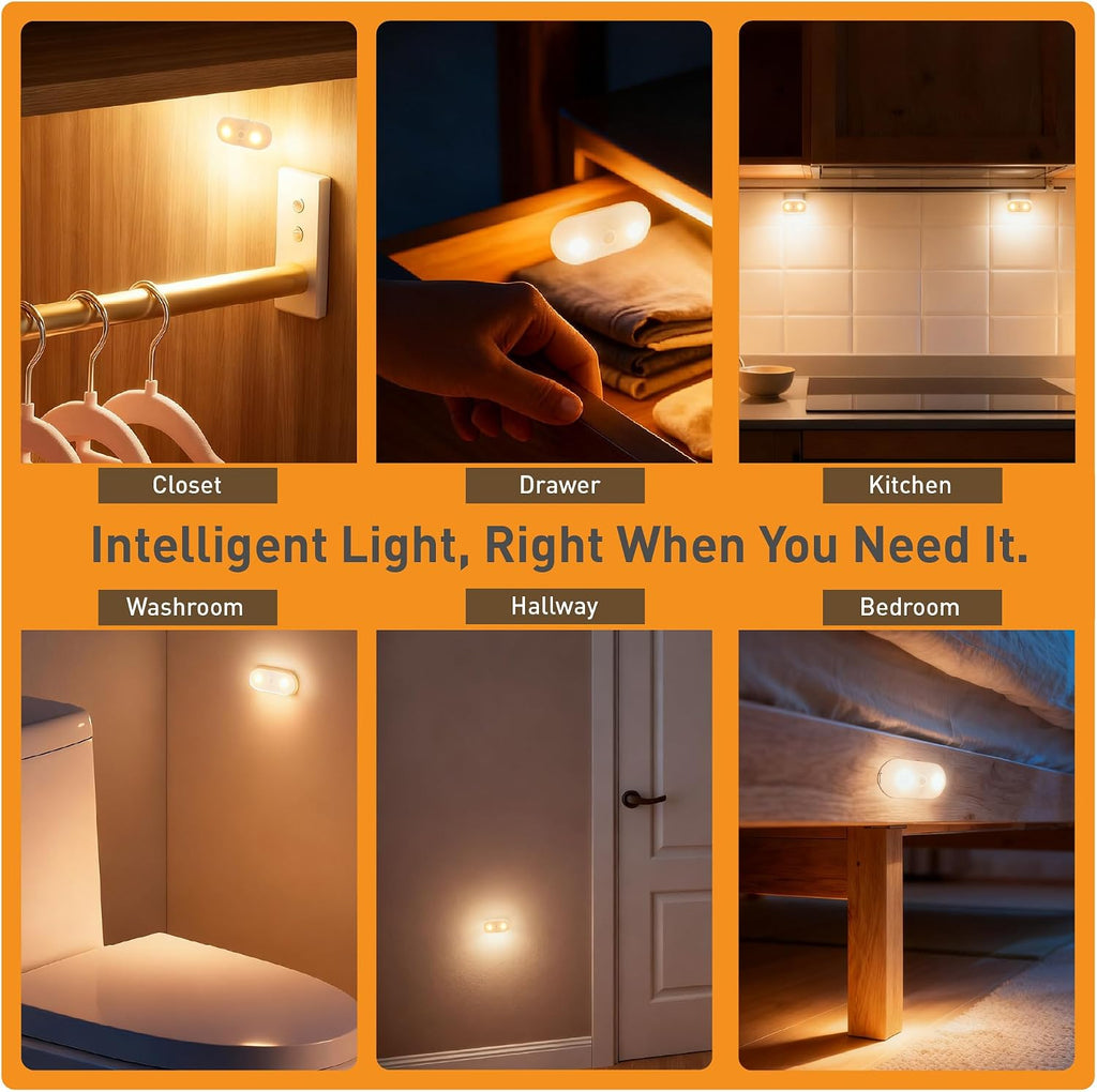LIBERATECH Rechargeable Motion Sensor Night Light, 2-Color White & Warm Toilet Light with Auto/On Mode, Magnetic & Adhesive Installa…