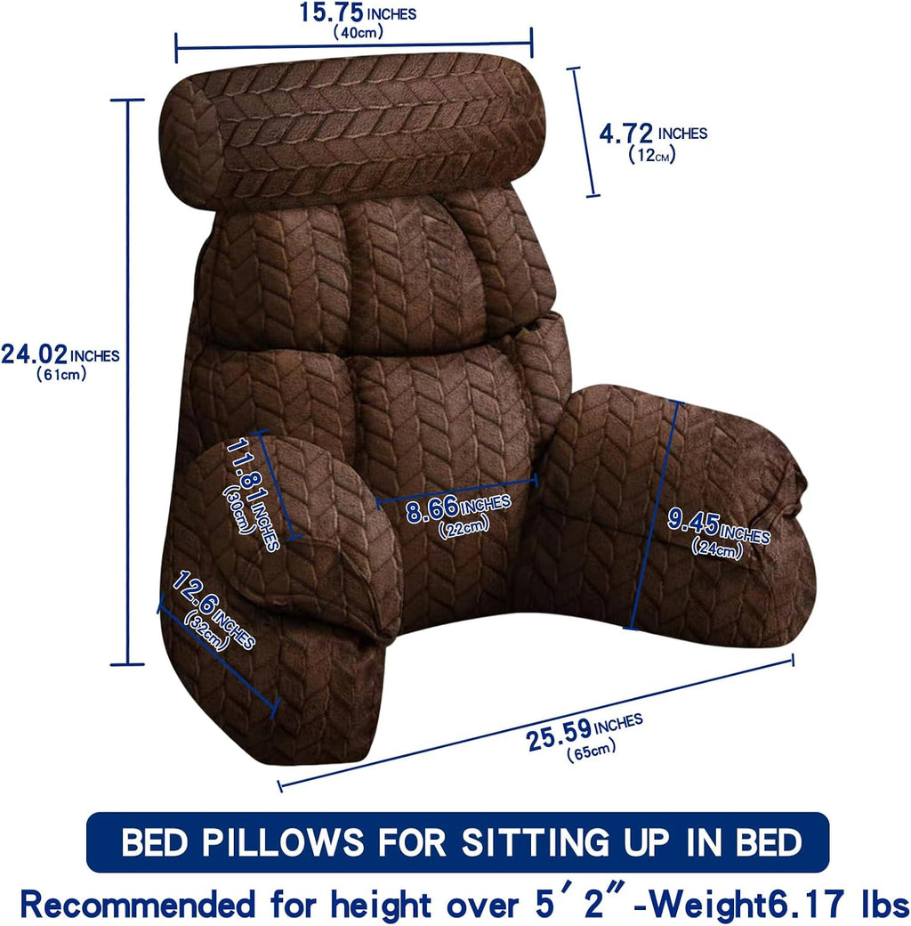 FXXUDVNIIN Back Pillow for Bed Sitting up – with 9.4" Armrest, for Reading, Gaming, Relaxing. Also Serves as tv Pillows for Sitting in…