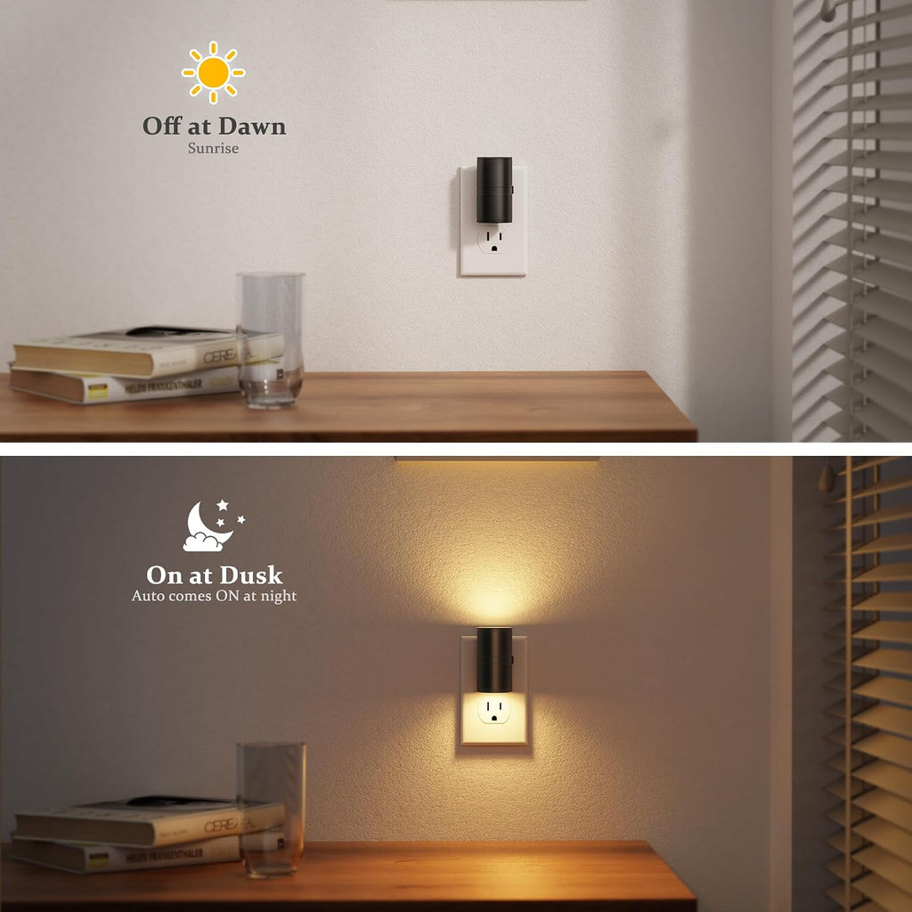 JandCase LED Night Light Plug in, Rotating Night Lights Plug into Wall [4 Pack], Dusk to Dawn Sensor, 2 Level Brightness Adjustable…