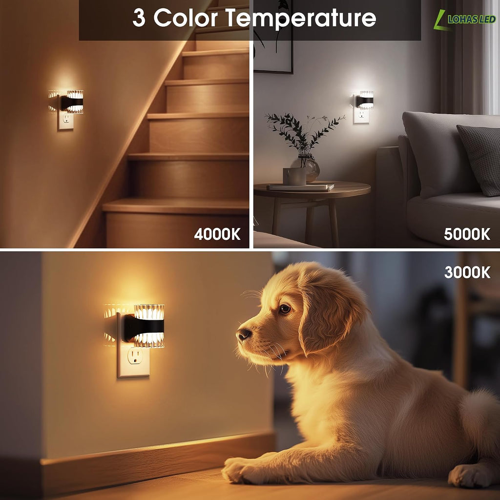 Llohasled L LOHAS LED Night Light, Modern Night Lights Plug into Wall,2 Pack 3000K/4000k/5000K Adjustable Color Temperature Night Light, Dim…
