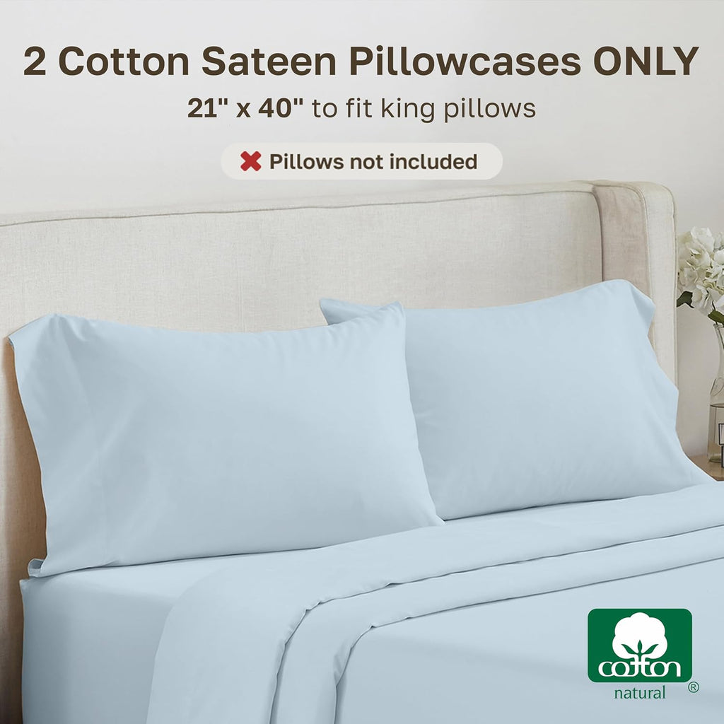 CALIFORNIA DESIGN DEN Soft & Silky 500 Thread Count 100% Cotton Sateen, Cool & Smooth with A Classic Opening, Set of 2 King Pillow Cases…