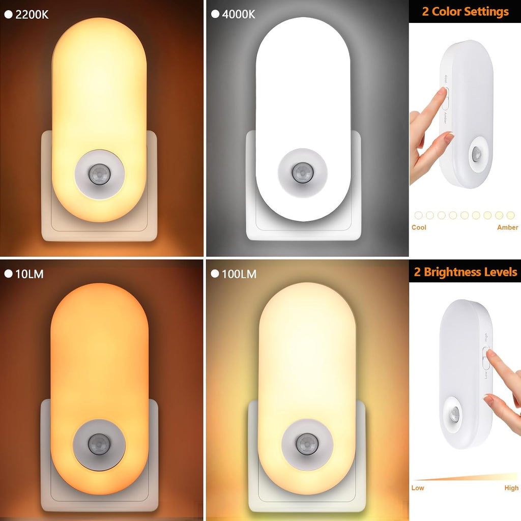 Dawnrise Night Lights Plug into wall, Motion Sensor Night Light Plug in Indoor, 38 LED Dimmable 100LM or 10LM and 2 Color Temperature…