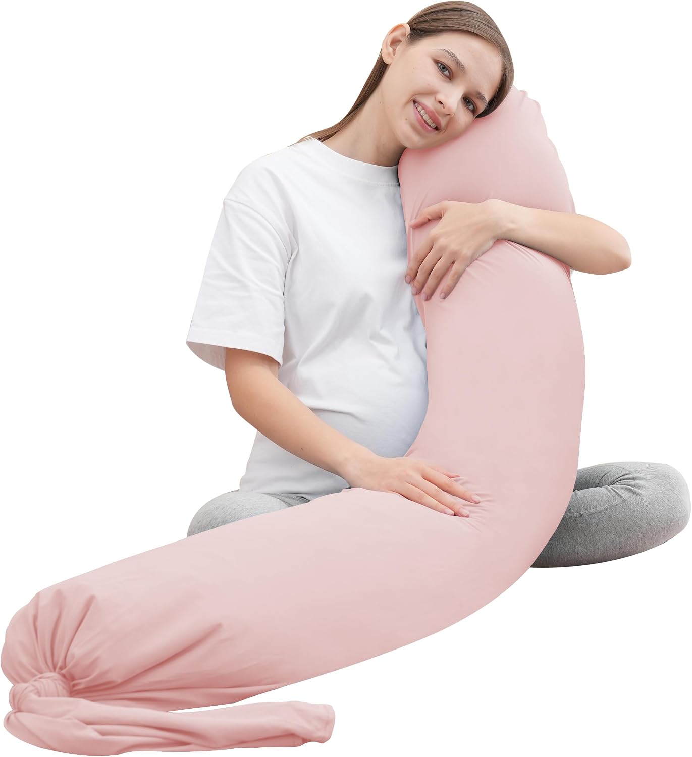 Moonpark MOON PARK Pregnancy Pillow - Incredibly Smooth and Soft Cooling Cover I Shaped Full Body Maternity Pillow with Removable Cover - S…