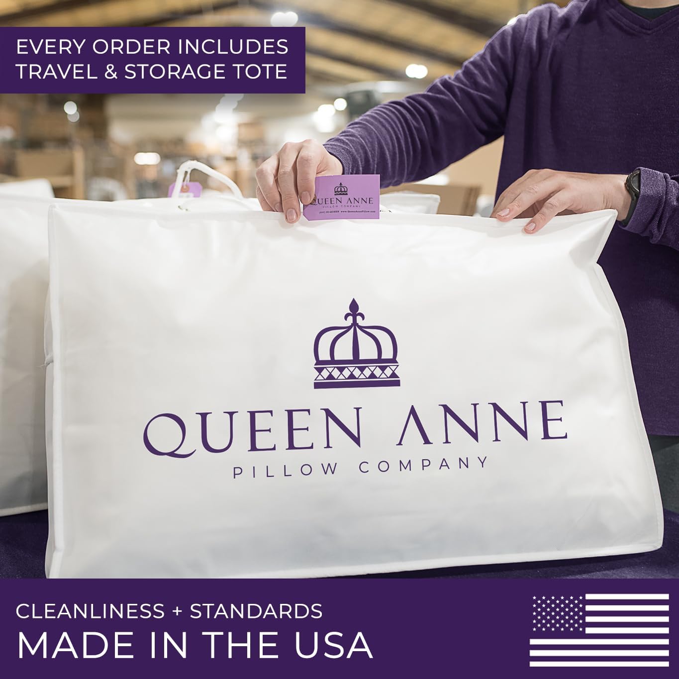 QueenAnnePillowCompany Queen Anne Hotel Collection Queen Size Bed Pillow – Adjustable Down Alternative Pillows for Side and Back Sleepers,…