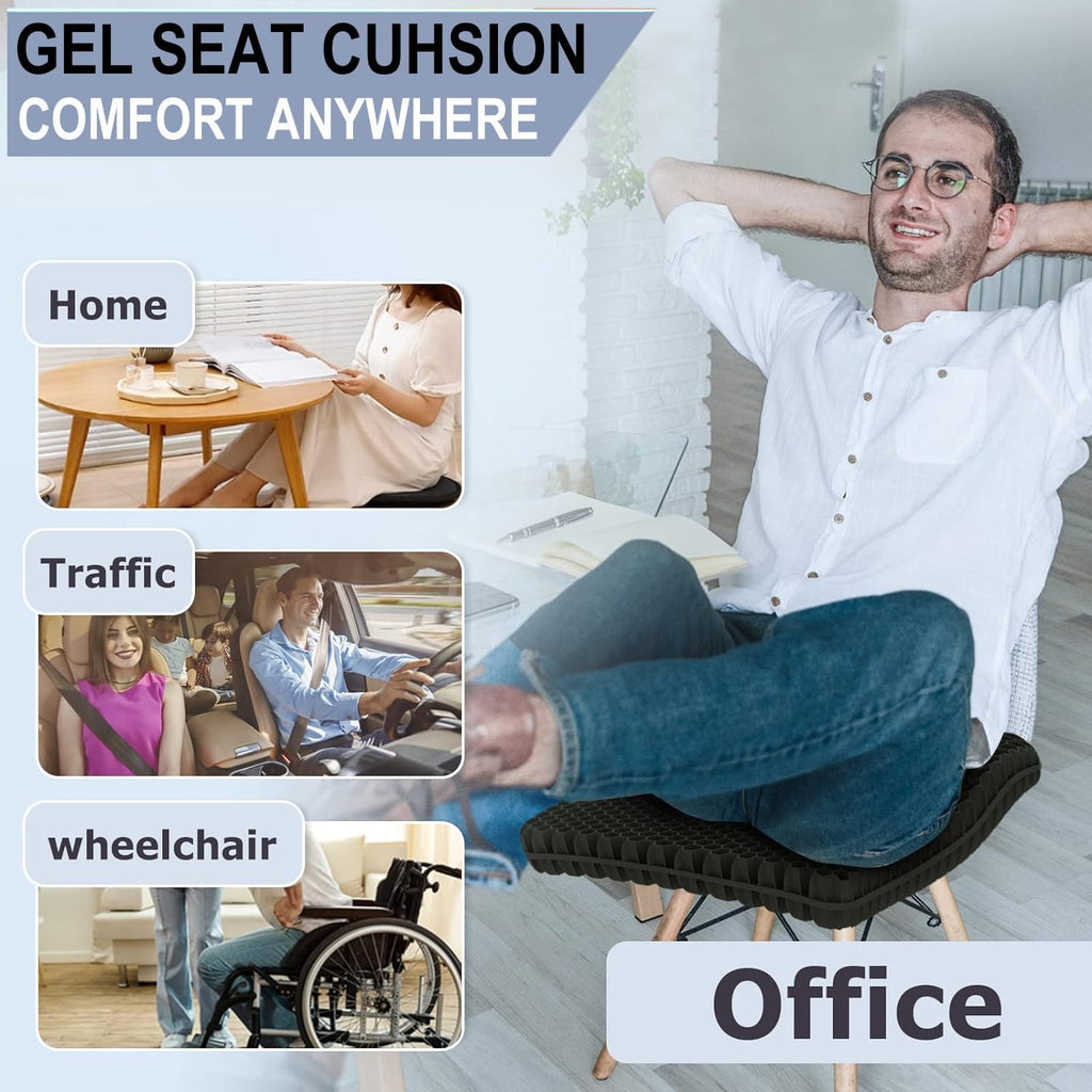 Helishy 20" Gel Seat Cushion for Long Sitting(Jumbo&Thick) – Office Chair Cushion – Wheelchair Cushions for Pressure Sores – Non-Slip Desk…