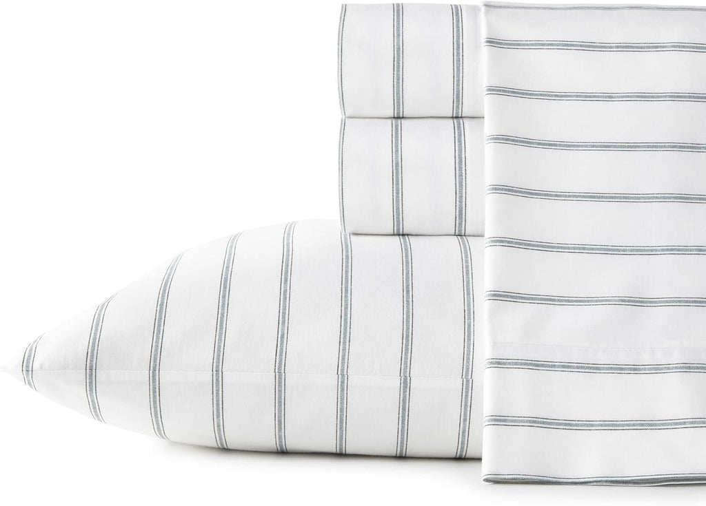 StoneCottage Stone Cottage - King Sheets, Cotton Percale Bedding Set, Crisp & Cool Home Decor (Trenton Stripe Green, 4 pcs, King) 4 pcs Cot…