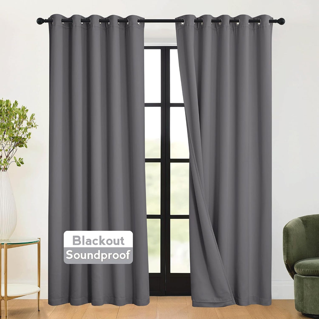 Rybhome RYB HOME 3-in-1 Soundproof - Blackout - Energy Saving Curtains for Bedroom, Soundproof Blanket Curtains for Living Room Boy Nursery…