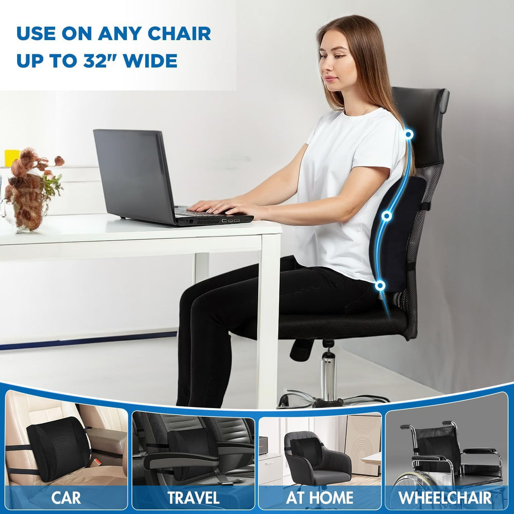 Niceedaybrand Niceeday Lumbar Support Pillow for Office Chair Car, Gaming Chair Lower Back Memory Foam Cushion with 3D Mesh Cover Ergonomic…