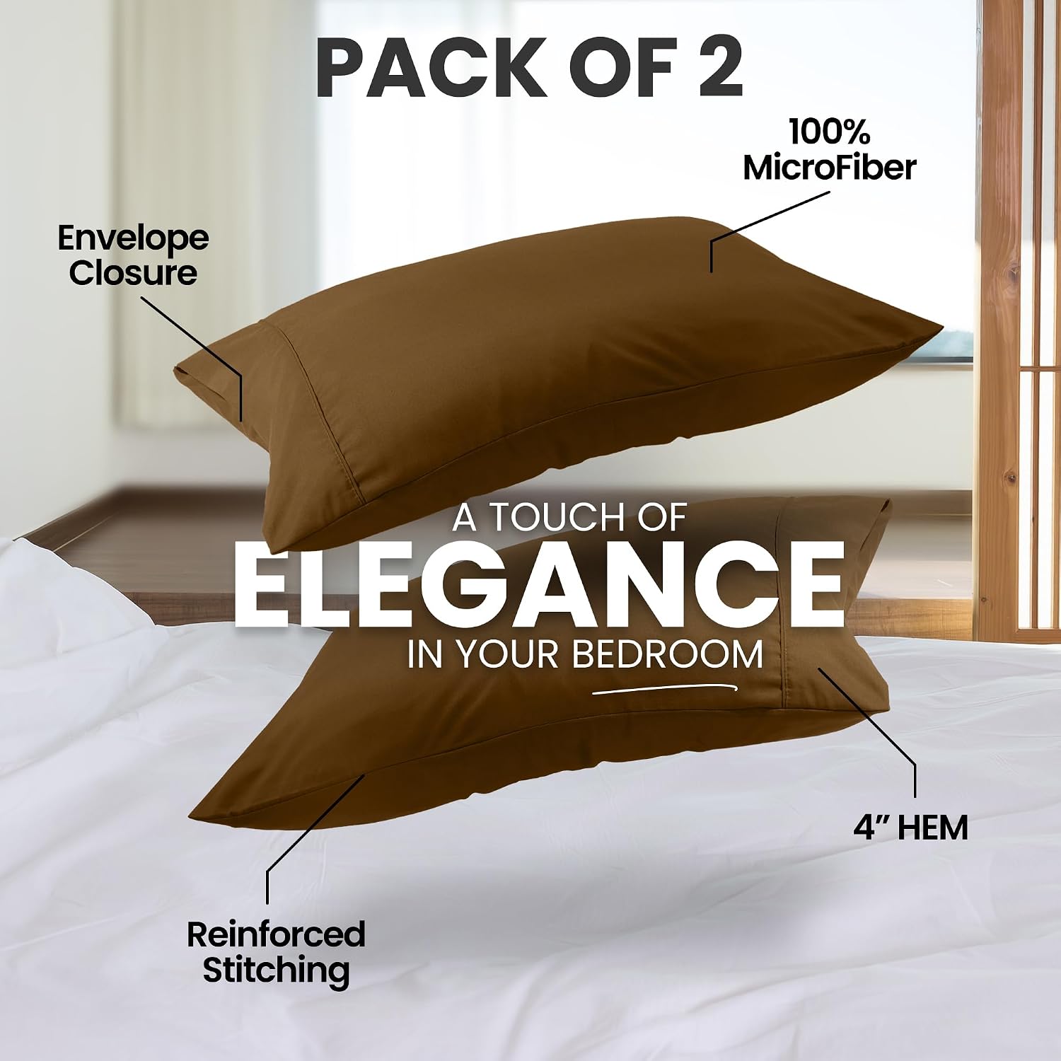 Utopiabedding Utopia Bedding King Pillow Cases - 2 Pack - Envelope Closure - Soft Brushed Microfiber Fabric - Shrinkage and Fade Resistant…