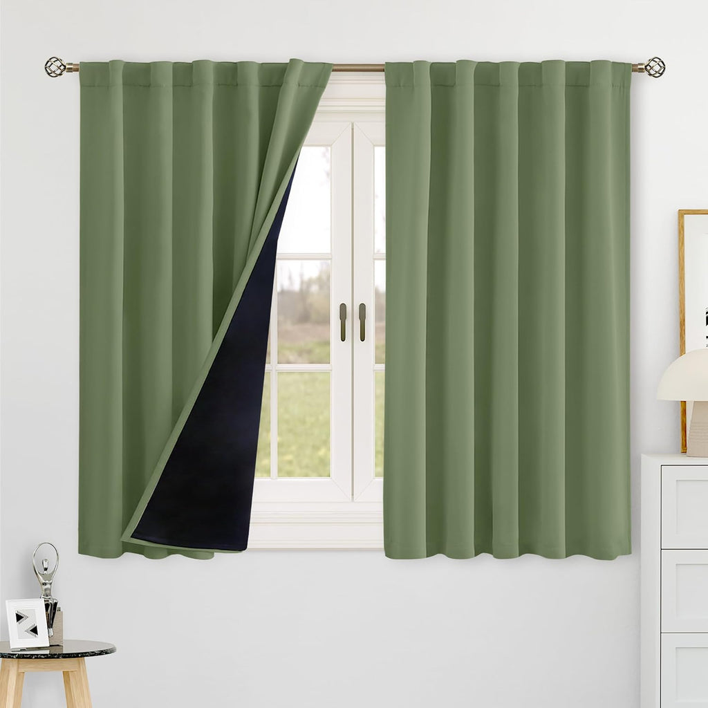BGment 100% Short Blackout Curtains for Cafe, 42 x 40 Inch Small Window Curtains Thermal Insulated Soundproof Room Darkening Rod Pocket…