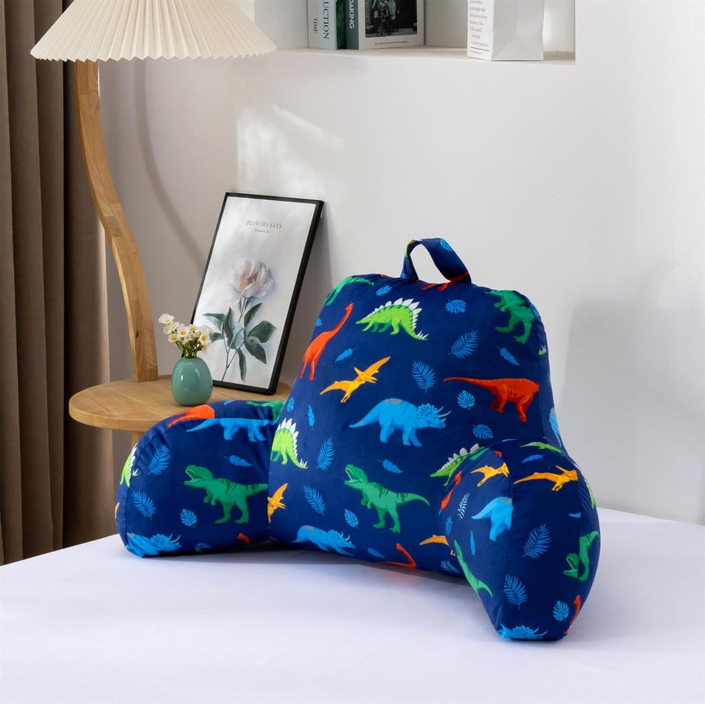 Holawakaka Colorful Dinosaur Plush Reading Pillow for Kids – Backrest Support Pillow with Decorative Pillowcase for Sitting up in Bed, Couc…