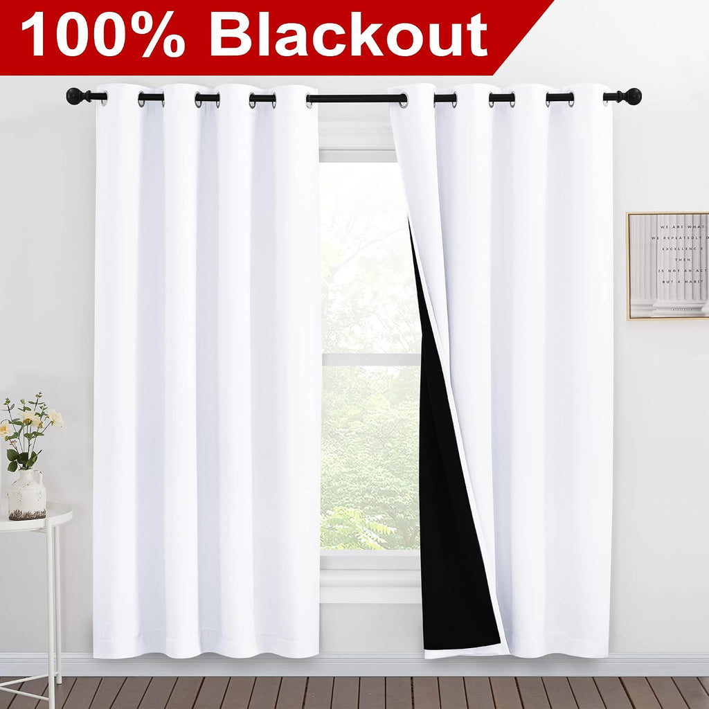 Nicetown 100% Blackout Window Curtain Panels, Full Light Blocking Drapes with Black Liner for Nursery, 78-inch Drop Thermal Insulated Drape…