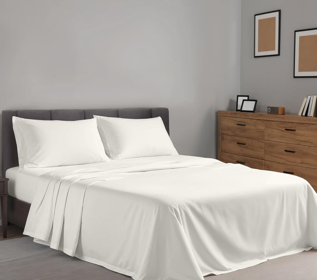 Ruvanti 100% Cotton Percale Sheets Queen Size – Crisp Cooling Bed Sheets for Hot Sleepers, Deep Pocket 16”, Soft Breathable & Durable Hotel…