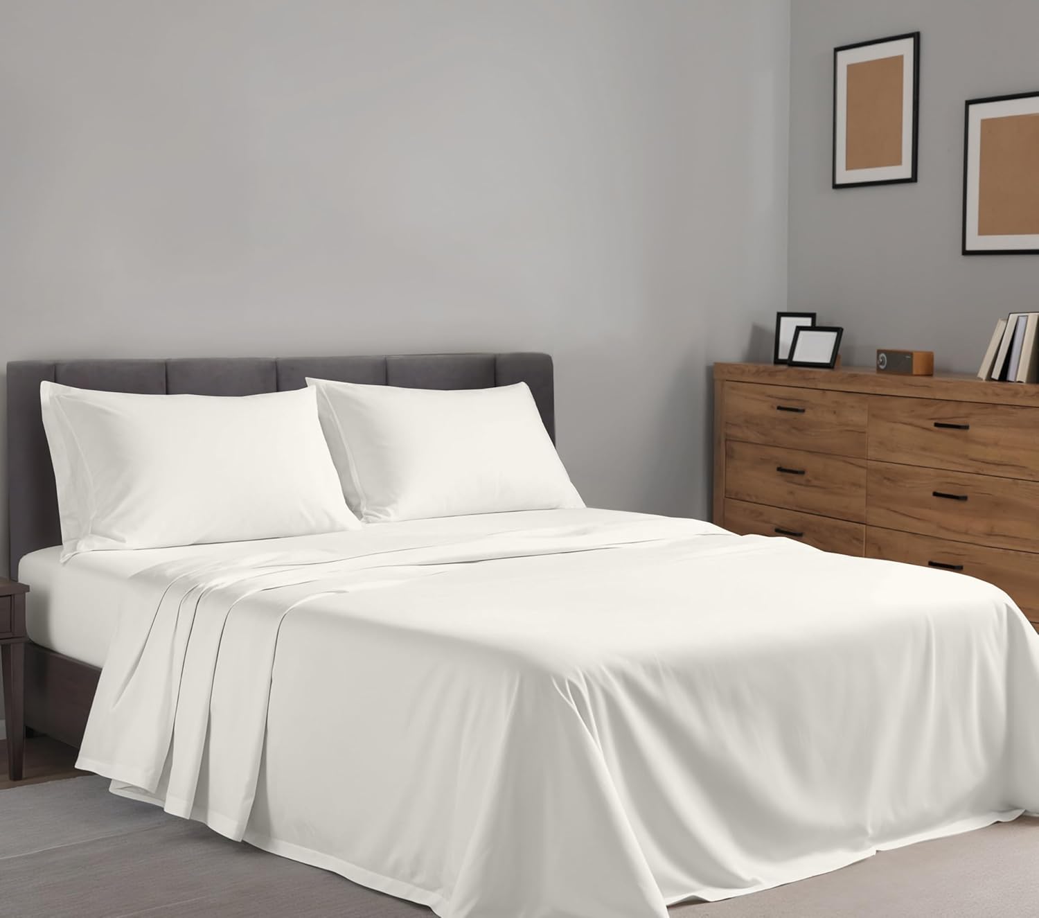 Ruvanti 100% Cotton Percale Sheets California King Size – Crisp Cooling Bed Sheets for Hot Sleepers, Deep Pocket 14”, Soft Breathable & Dur…