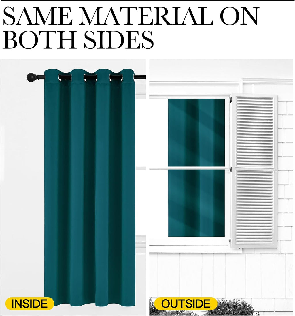 Nicetown Faux Silk Teal Curtains & Drapes for Bedroom, Grommet Top Thermal Insulated Room Darkening Energy Saving Privacy Drapes for Nurser…
