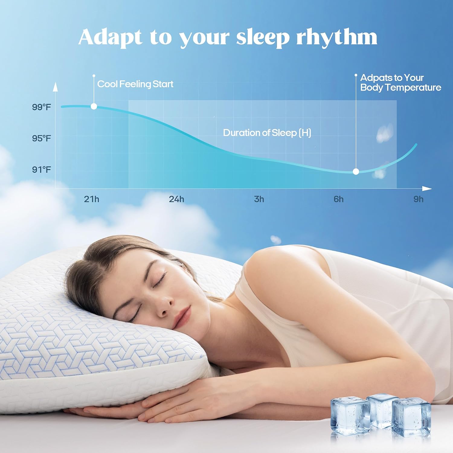 puredown® Cooling Pillows Queen Size Set of 2, Memory Foam Pillows Adjustable Firm Bed Pillows for Sleeping, Cool Pillow for Hot Sleepers…
