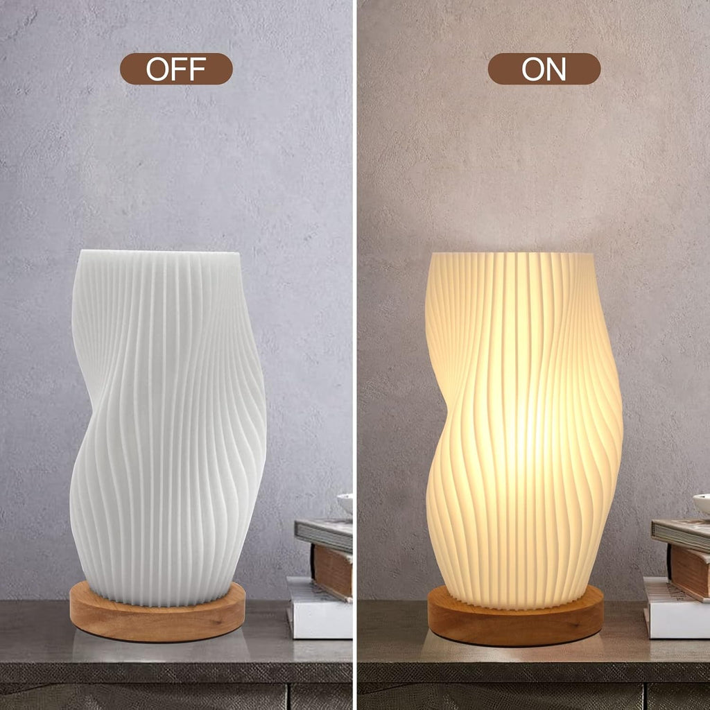 Zenply Novelty Small Table Lamp for Bedroom, Vintage Style Striped Small Night Light Lamp, Mini Bedside Lamp for Living Room Nightstand…